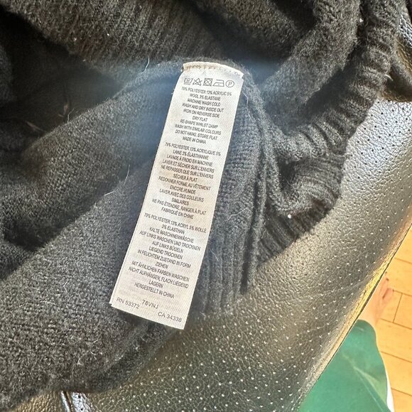 FRENCH CONNECTION Ruched Tie Front Crew Neck Sweater Size XS Black - Picture 9 of 9